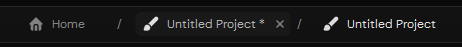 Home followed by two open project tabs in the Ruwa top bar