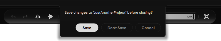 The save changes confirmation shown before an unsaved project closes